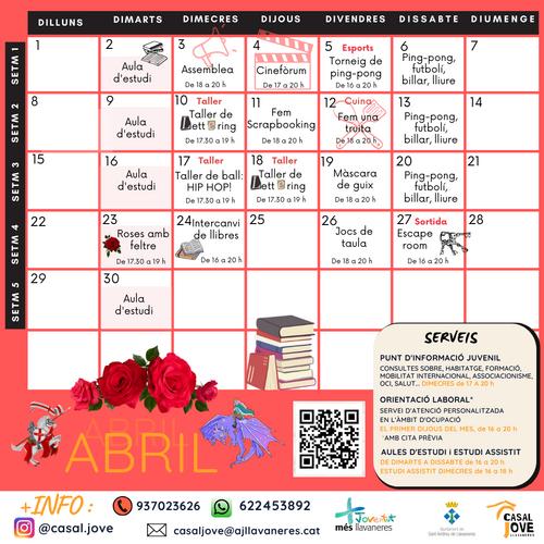 Calendari activitats_Casal Jove_Abril