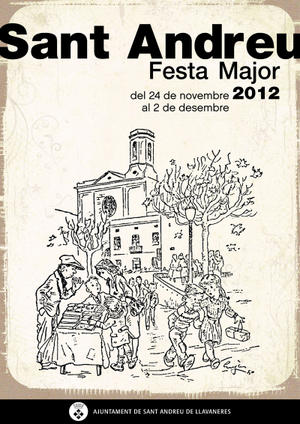 Cartell de la Festa Major de Sant Andreu 2012. Dibuix de Manuel Cuy&agrave;s Duran