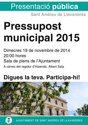 Cartell: presentaci&oacute; dels pressupostos per al 2015