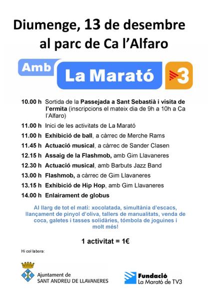 La Marat&oacute; de TV3 2015, a Llavaneres: el cartell