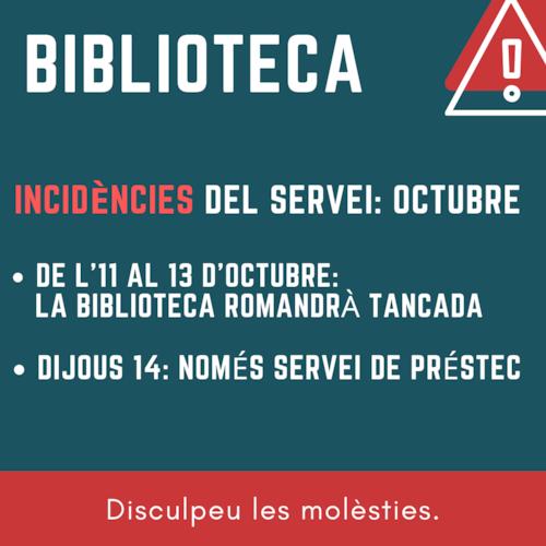 Biblioteca municipal de Llavaneres: incid&egrave;ncies