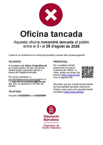 Oficina tancada