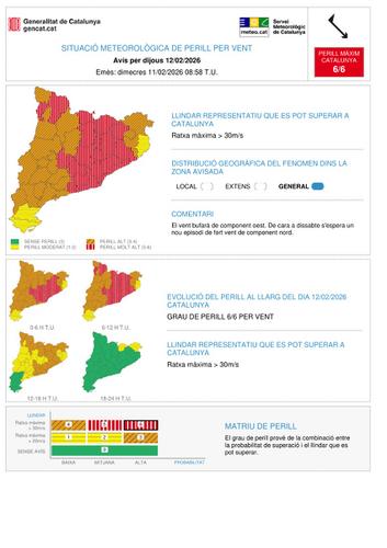 Mapa forts vents dijous 12