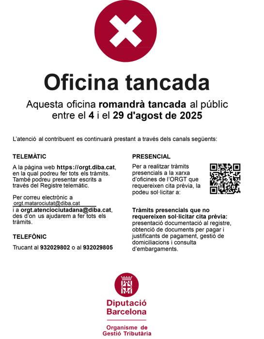 cartell ORGT tancada