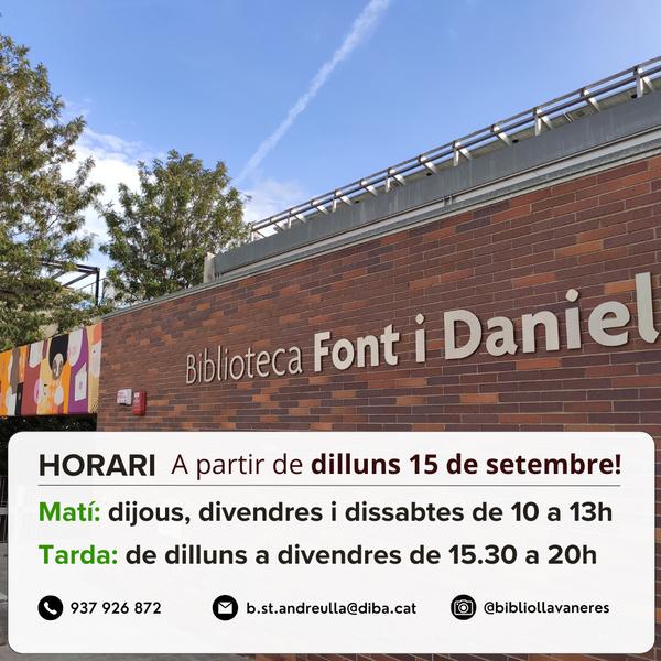 Nou horari a la Biblioteca a partir del 15 de setembre